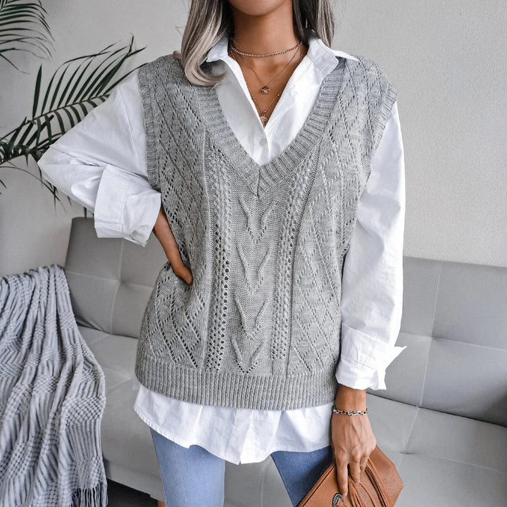 Matilda | Effortless V-Neck Openwork Knitted Vest
