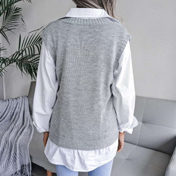 Matilda | Effortless V-Neck Openwork Knitted Vest
