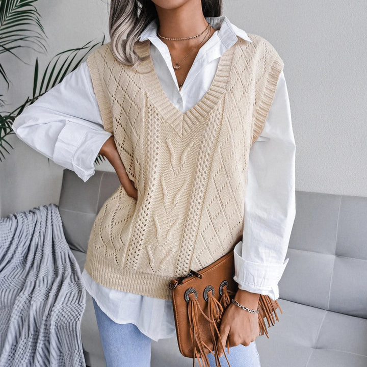 Matilda | Effortless V-Neck Openwork Knitted Vest