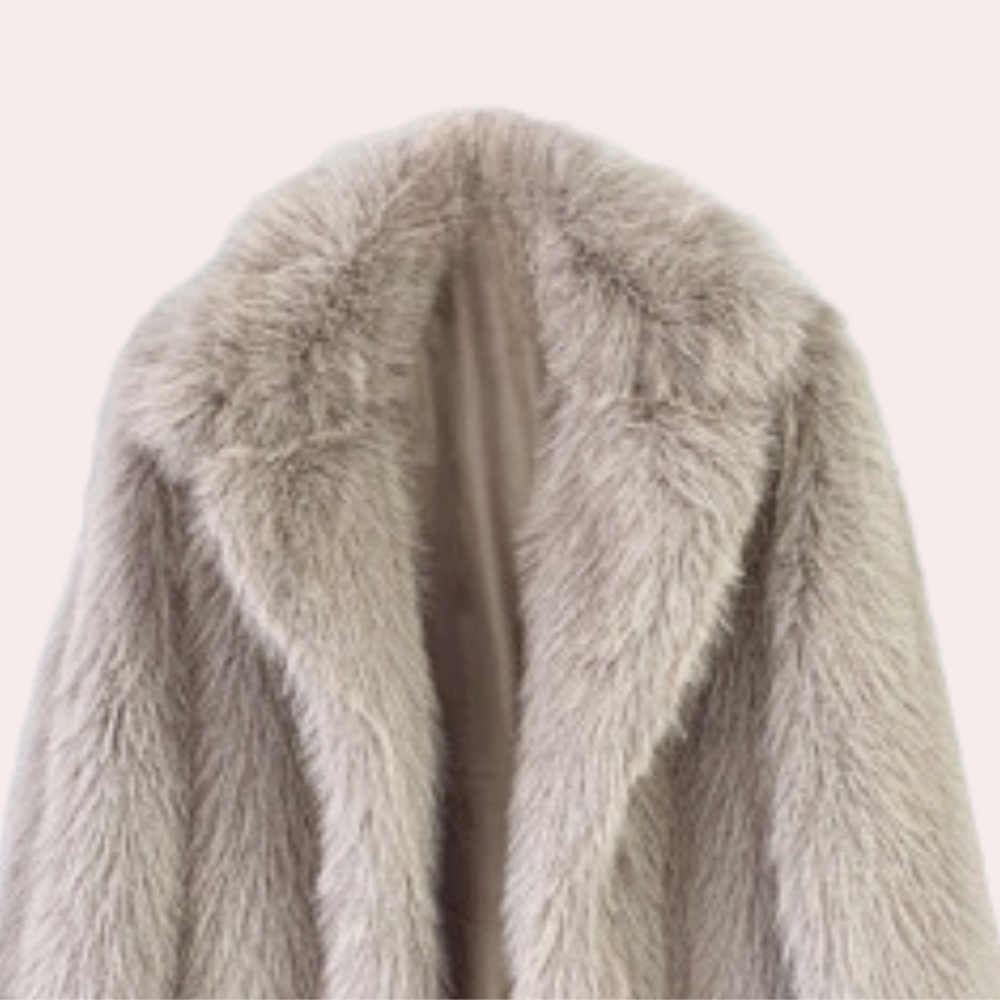 Matilda | Graceful Long Teddy Faux Fur Jacket with Shawl Collar