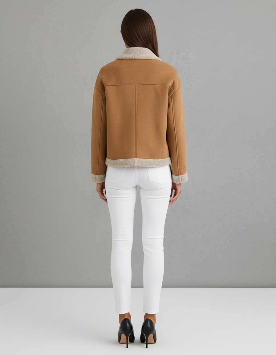 Maya | Chic Cropped Shawl Collar Faux Fur Coat