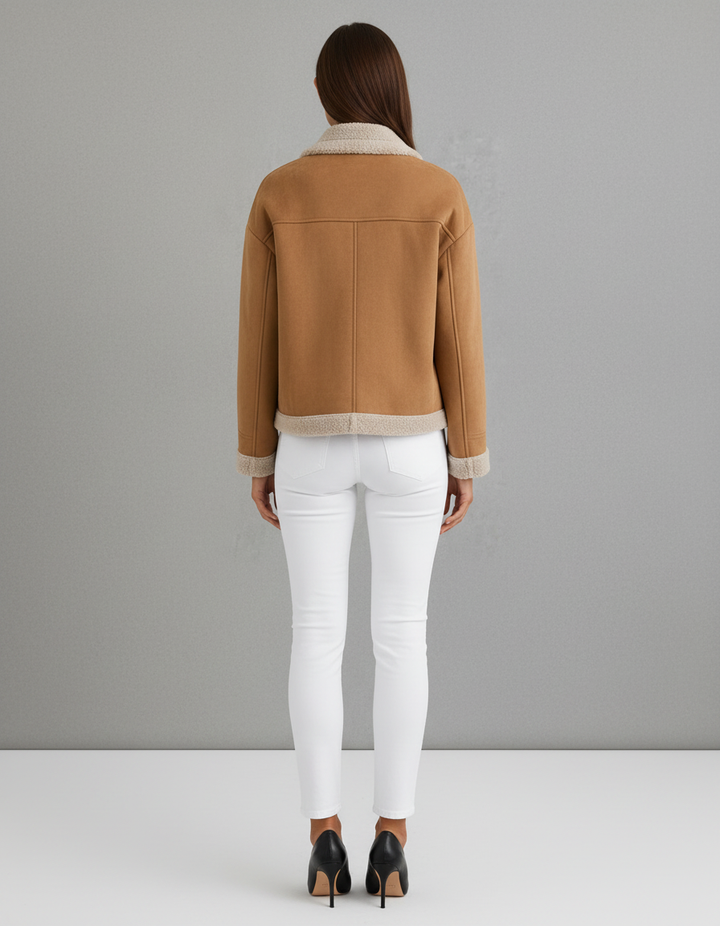 Maya | Chic Cropped Shawl Collar Faux Fur Coat