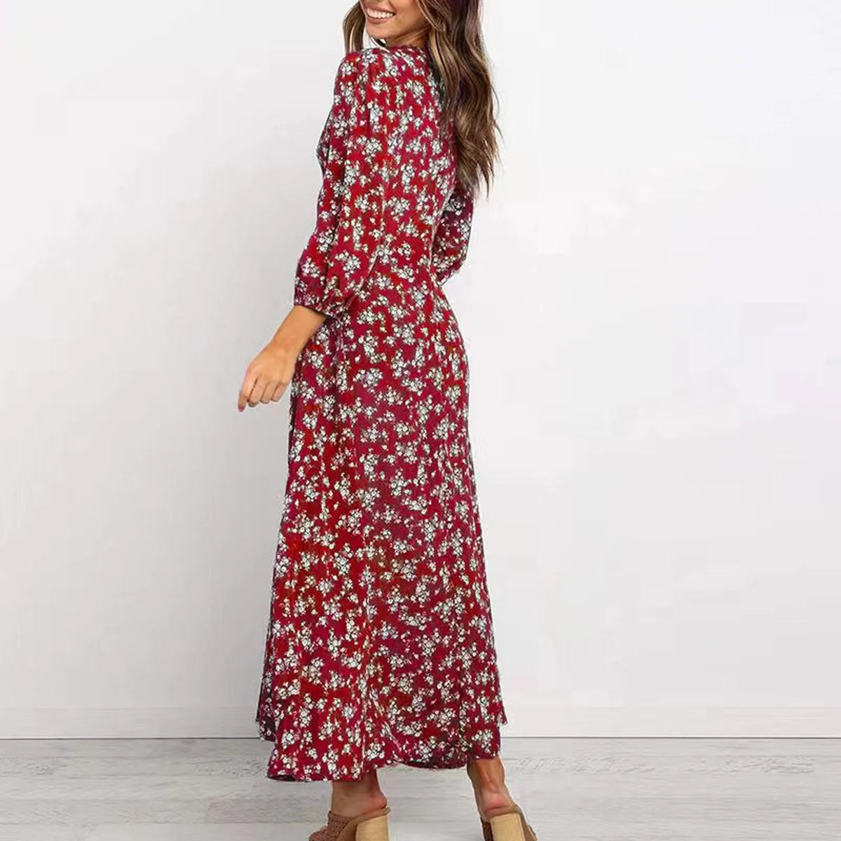 Maya | Classic Floral Maxi Autumn Wedding Guest Dress