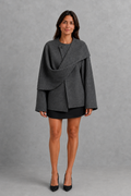 Maya | Timeless Plus Size Longline Coat with Built-In Scarf