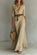 Mia | Relaxed Belted Blazer Dress with Gingham Print Maxi Wrap