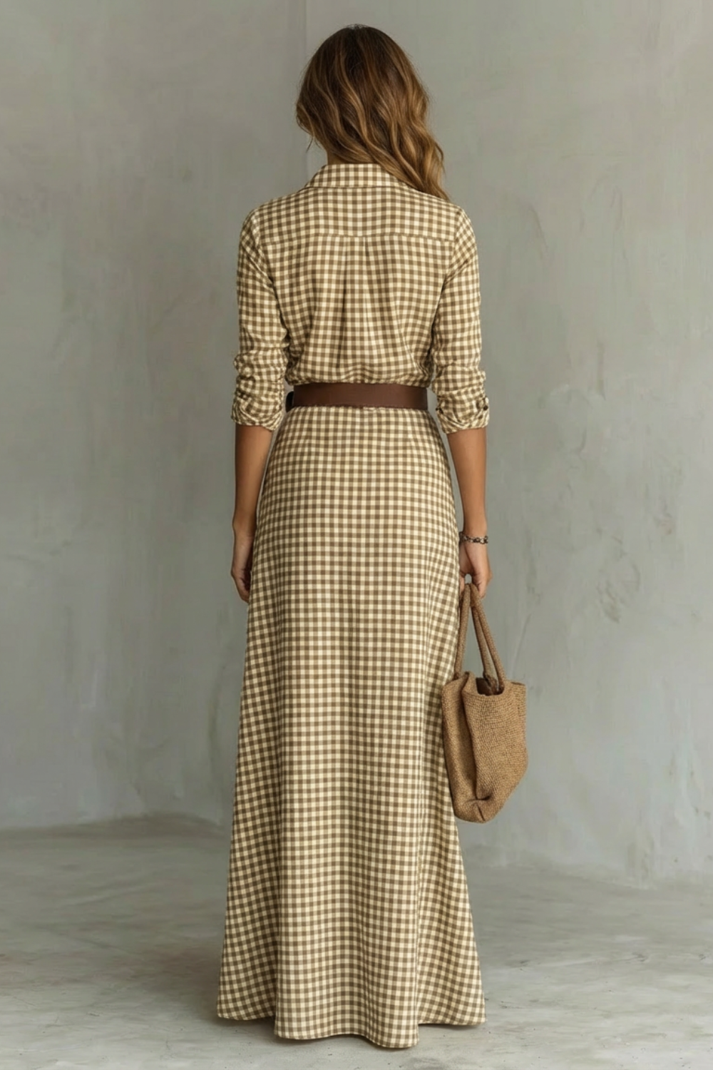 Mia | Relaxed Belted Blazer Dress with Gingham Print Maxi Wrap