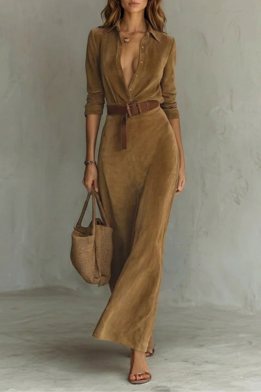 Mia | Relaxed Belted Blazer Dress with Gingham Print Maxi Wrap