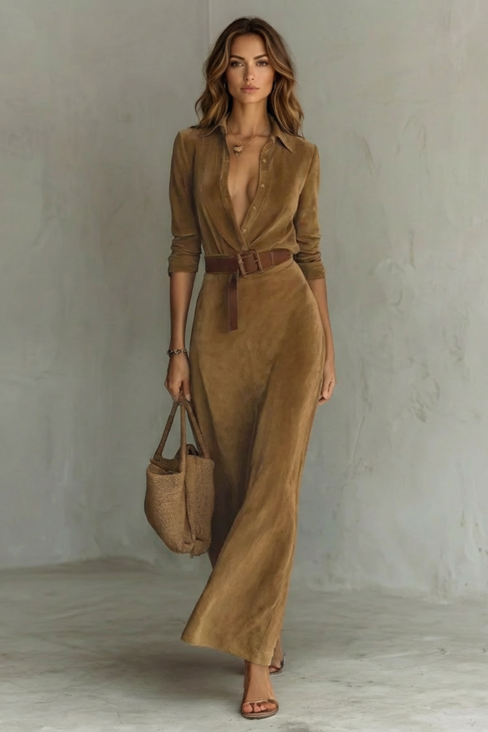 Mia | Relaxed Belted Blazer Dress with Gingham Print Maxi Wrap