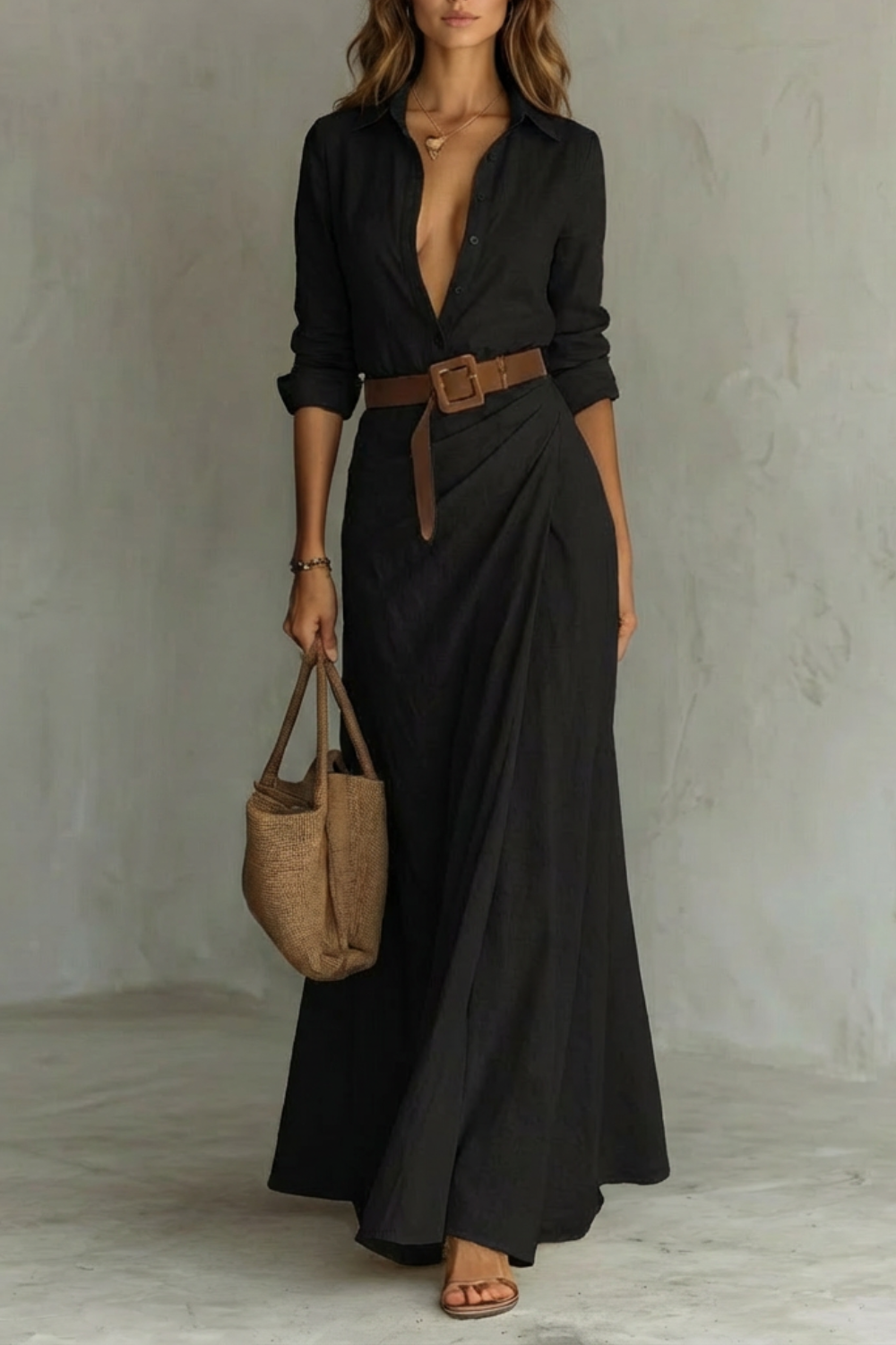Mia | Relaxed Belted Blazer Dress with Gingham Print Maxi Wrap