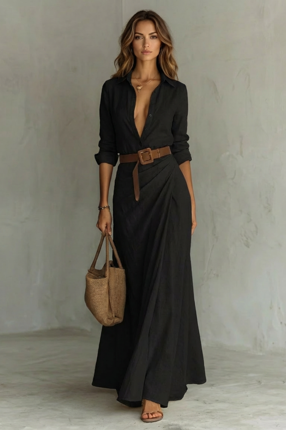Mia | Relaxed Belted Blazer Dress with Gingham Print Maxi Wrap