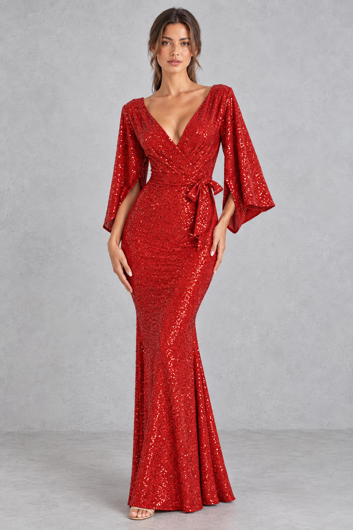 Mia | Sophisticated Sequin Christmas Dress with Split Sleeves