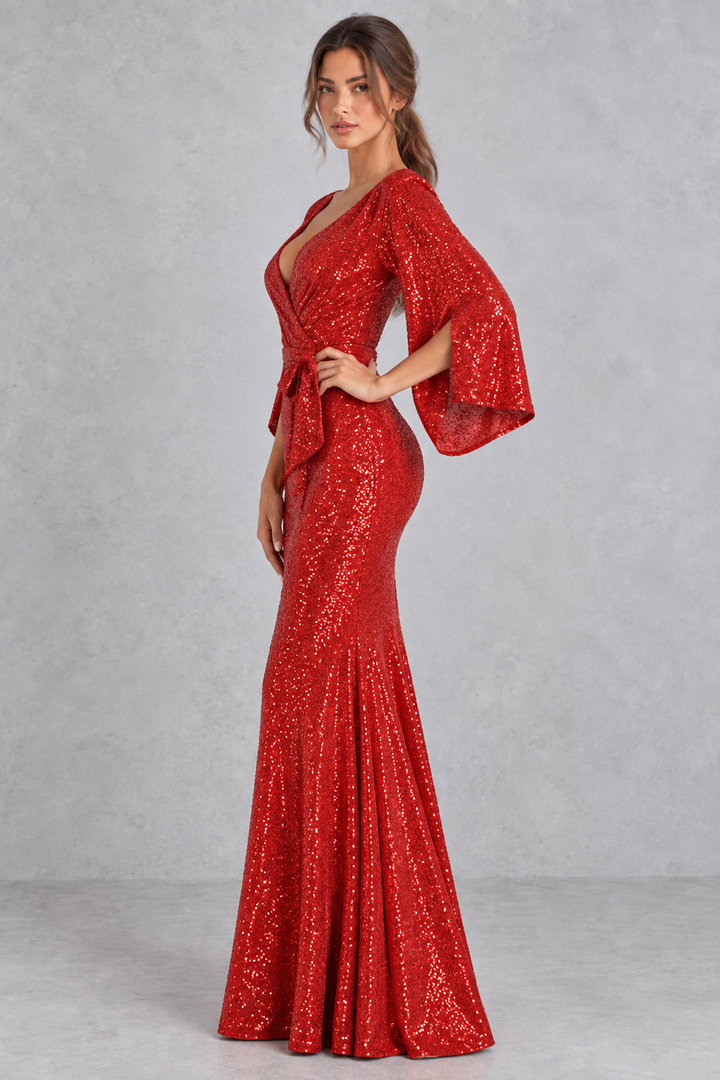 Mia | Sophisticated Sequin Christmas Dress with Split Sleeves
