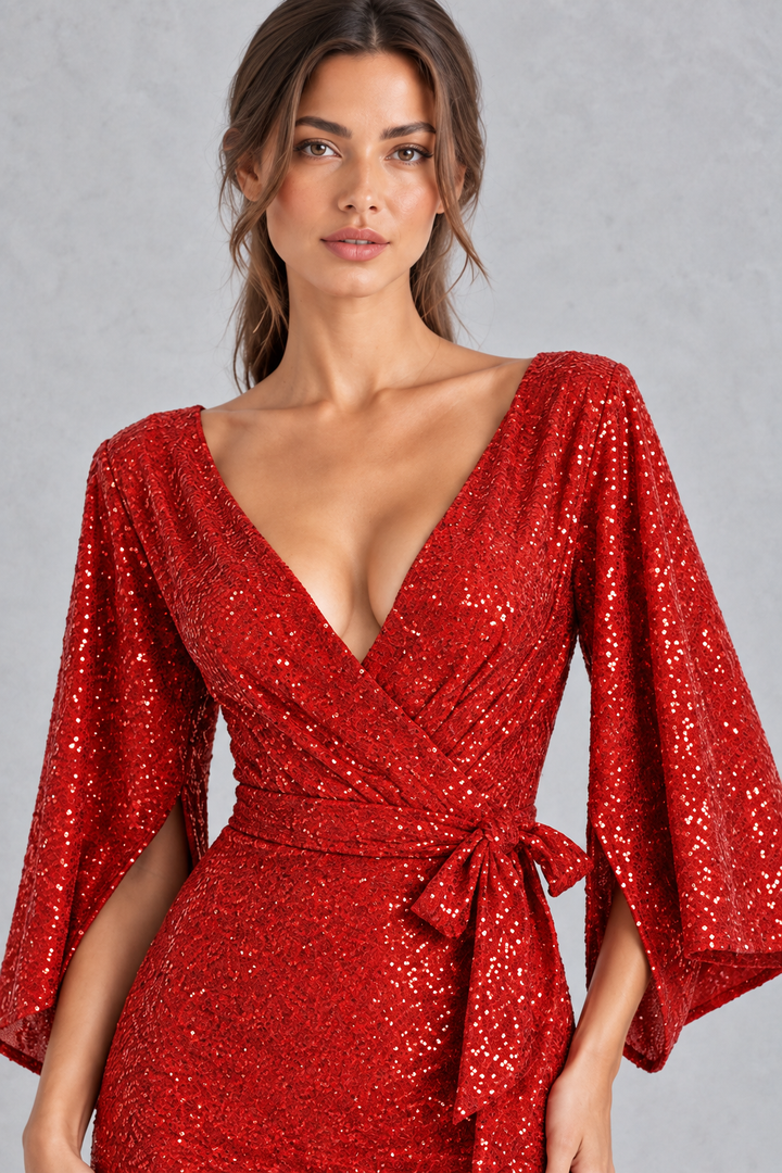 Mia | Sophisticated Sequin Christmas Dress with Split Sleeves