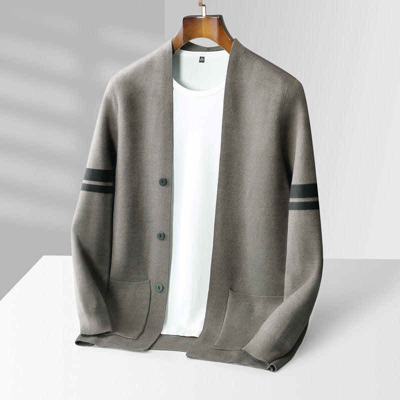 Michael | Sophisticated Striped Button Up Mens Cardigan