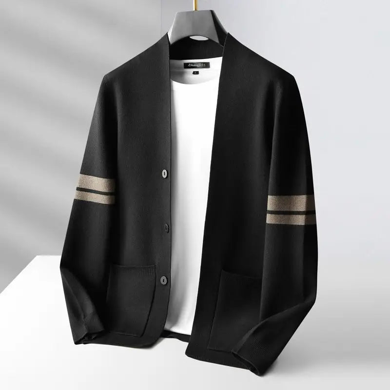 Michael | Sophisticated Striped Button Up Mens Cardigan
