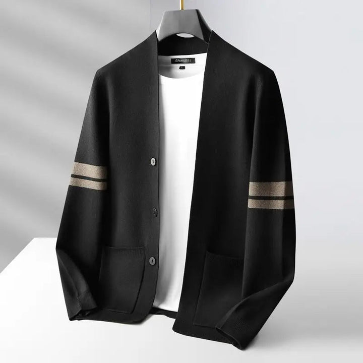 Michael | Sophisticated Striped Button Up Mens Cardigan