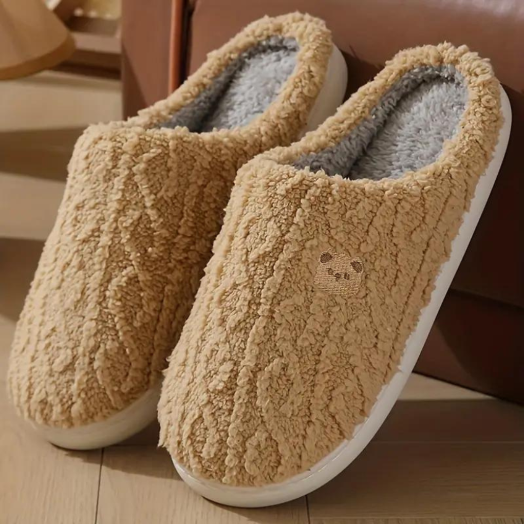 Mila | Stylish Cosy Plush Womens Slippers with Bear Detail