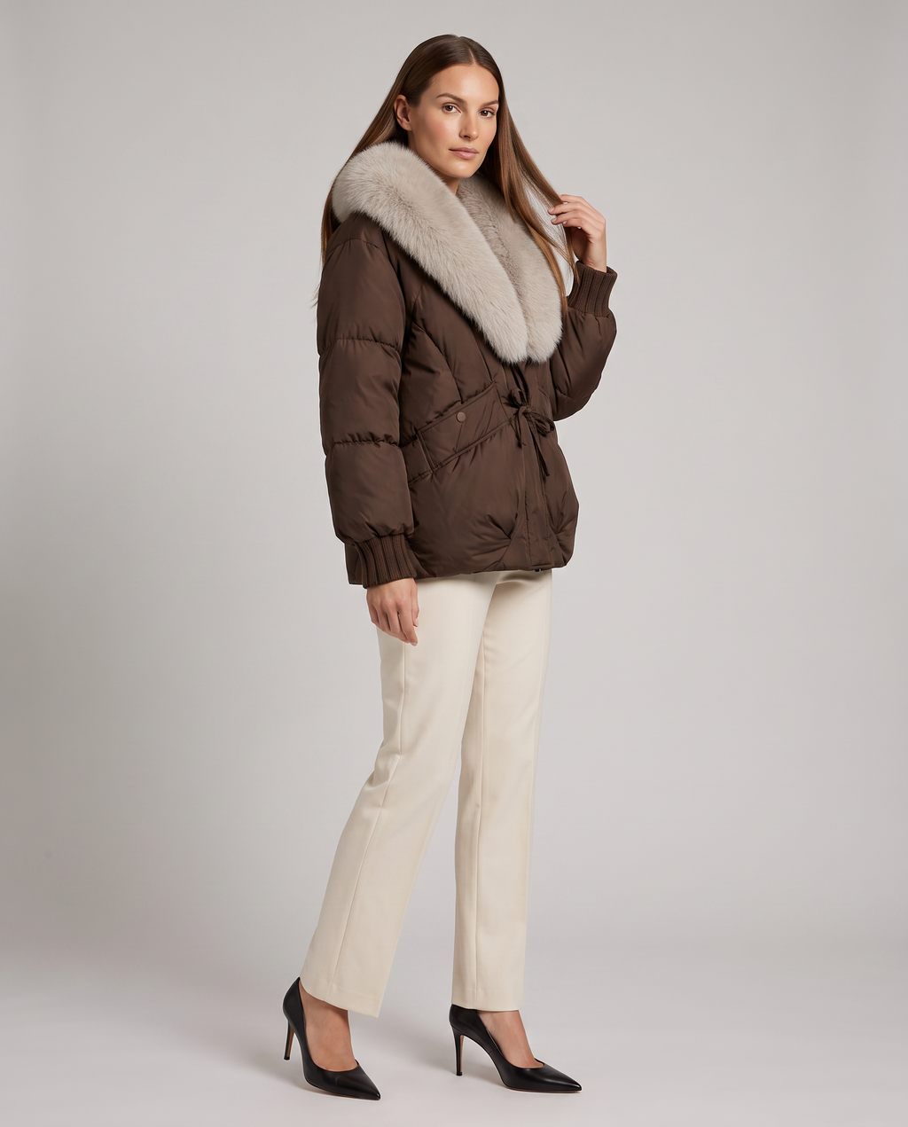 Millie | Effortless Fur Collar Puffer Jacket with Drawstring Waist