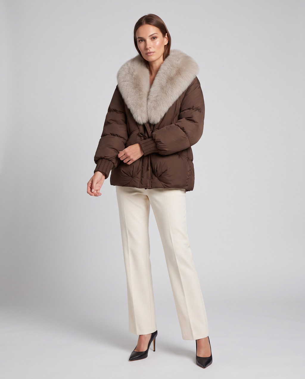 Millie | Effortless Fur Collar Puffer Jacket with Drawstring Waist