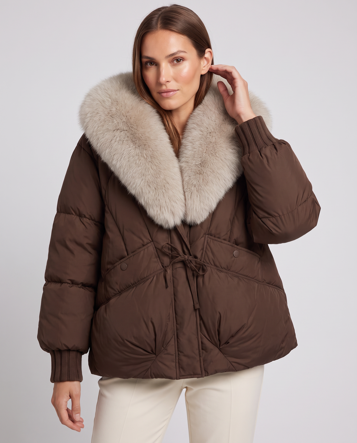 Millie | Effortless Fur Collar Puffer Jacket with Drawstring Waist
