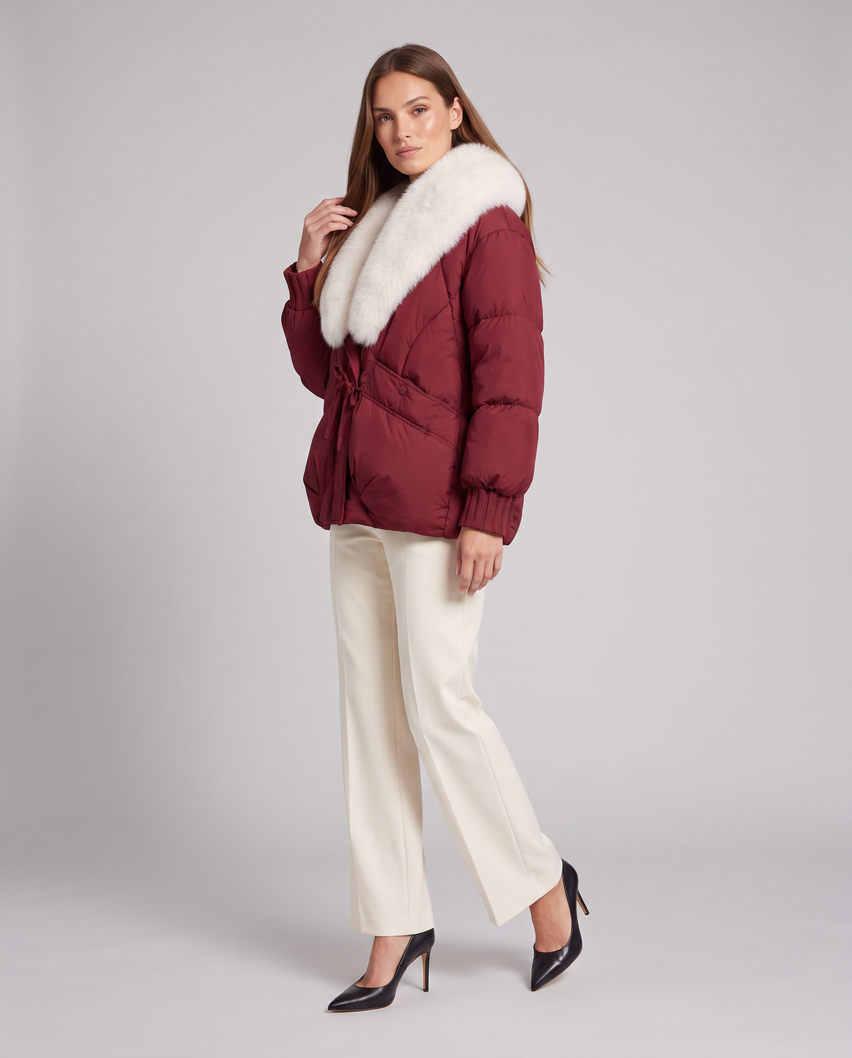 Millie | Effortless Fur Collar Puffer Jacket with Drawstring Waist