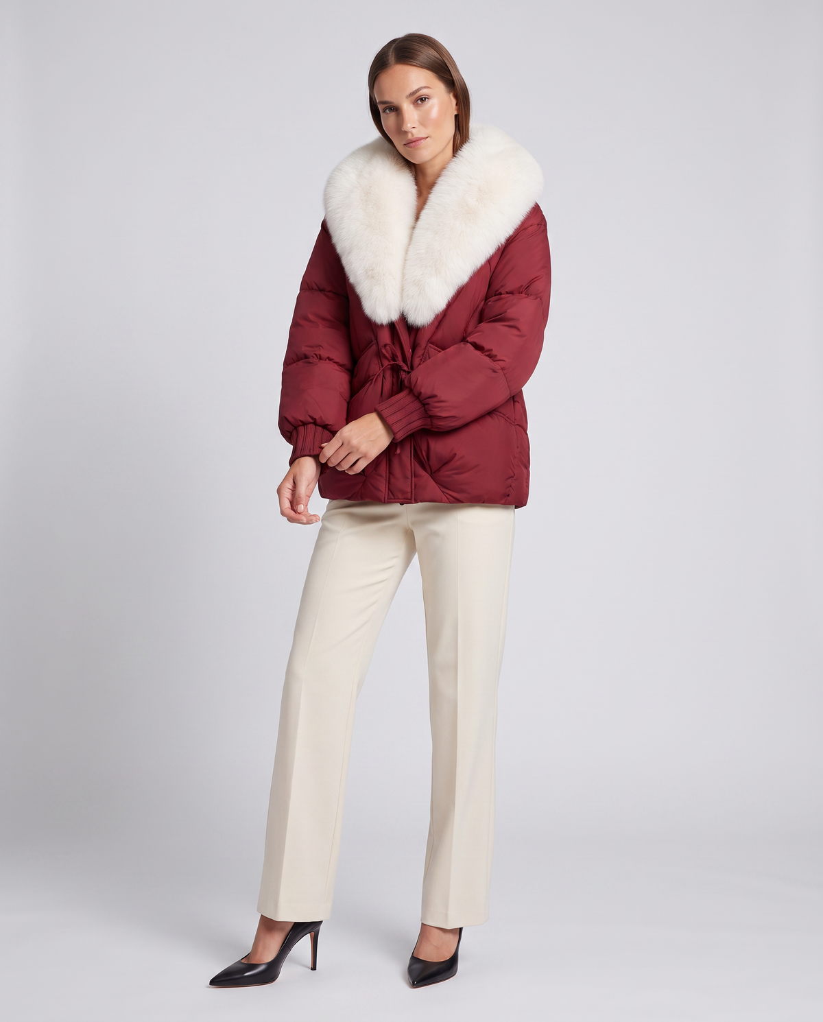 Millie | Effortless Fur Collar Puffer Jacket with Drawstring Waist