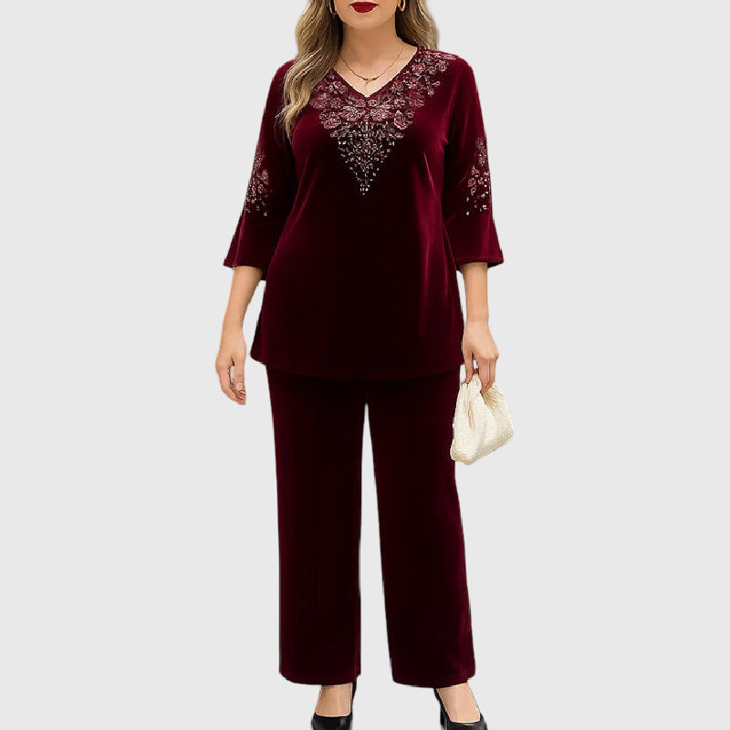 Millie | Embroidered V-Neck Knitted Co-ord Set