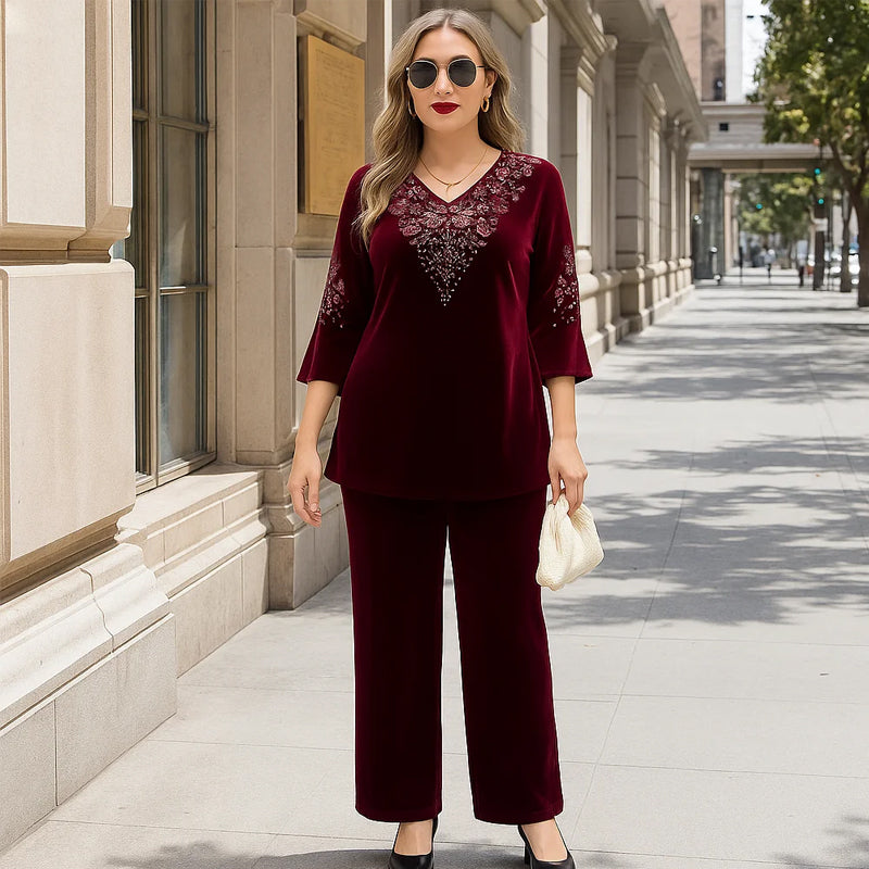 Millie | Embroidered V-Neck Knitted Co-ord Set