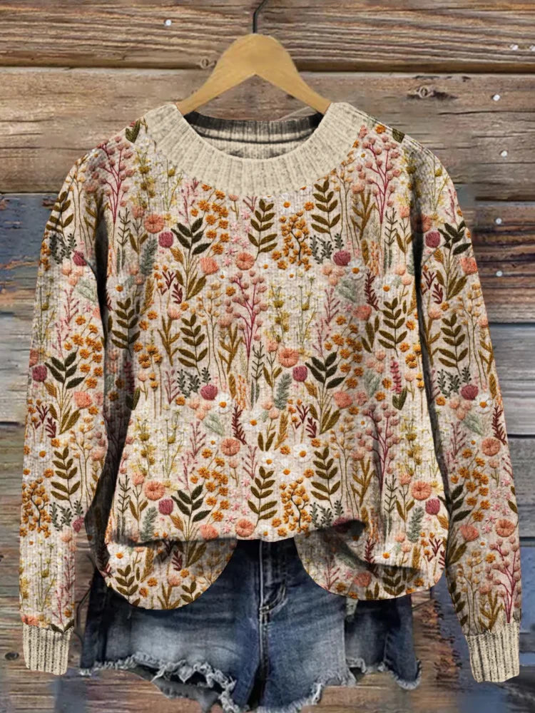 Millie | Floral Crew Neck Knitted Jumper