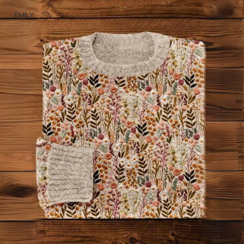 Millie | Floral Crew Neck Knitted Jumper