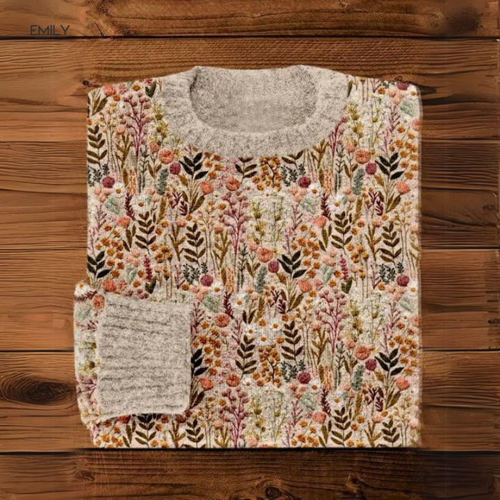 Millie | Floral Crew Neck Knitted Jumper