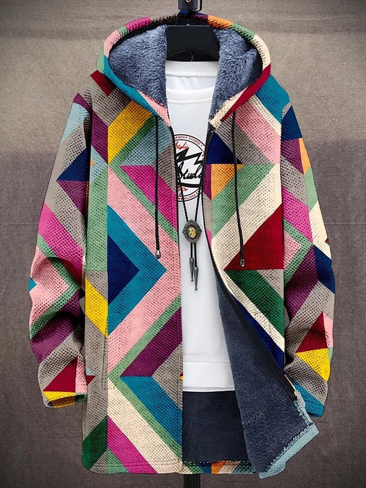 Millie | Geometric Print Longline Hooded Cardigan