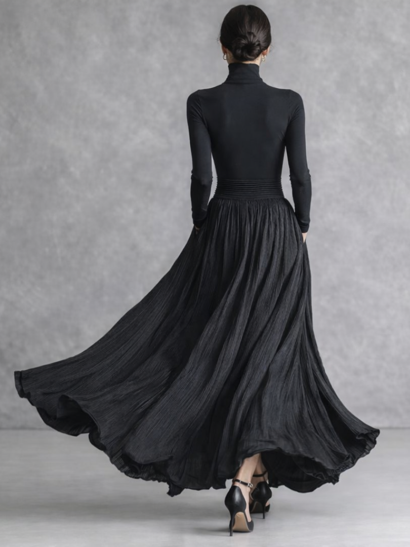 Millie | Refined Pleated Turtleneck Party Dress for Women