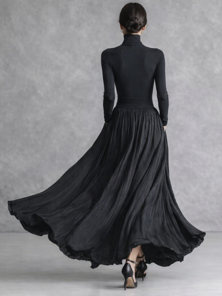 Millie | Refined Pleated Turtleneck Party Dress for Women