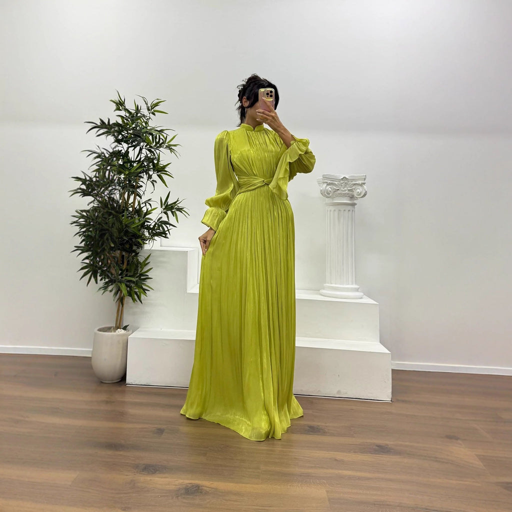 Millie | Sophisticated Pleated Autumn Wedding Guest Maxi Dress