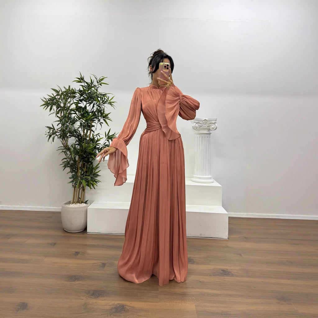 Millie | Sophisticated Pleated Autumn Wedding Guest Maxi Dress