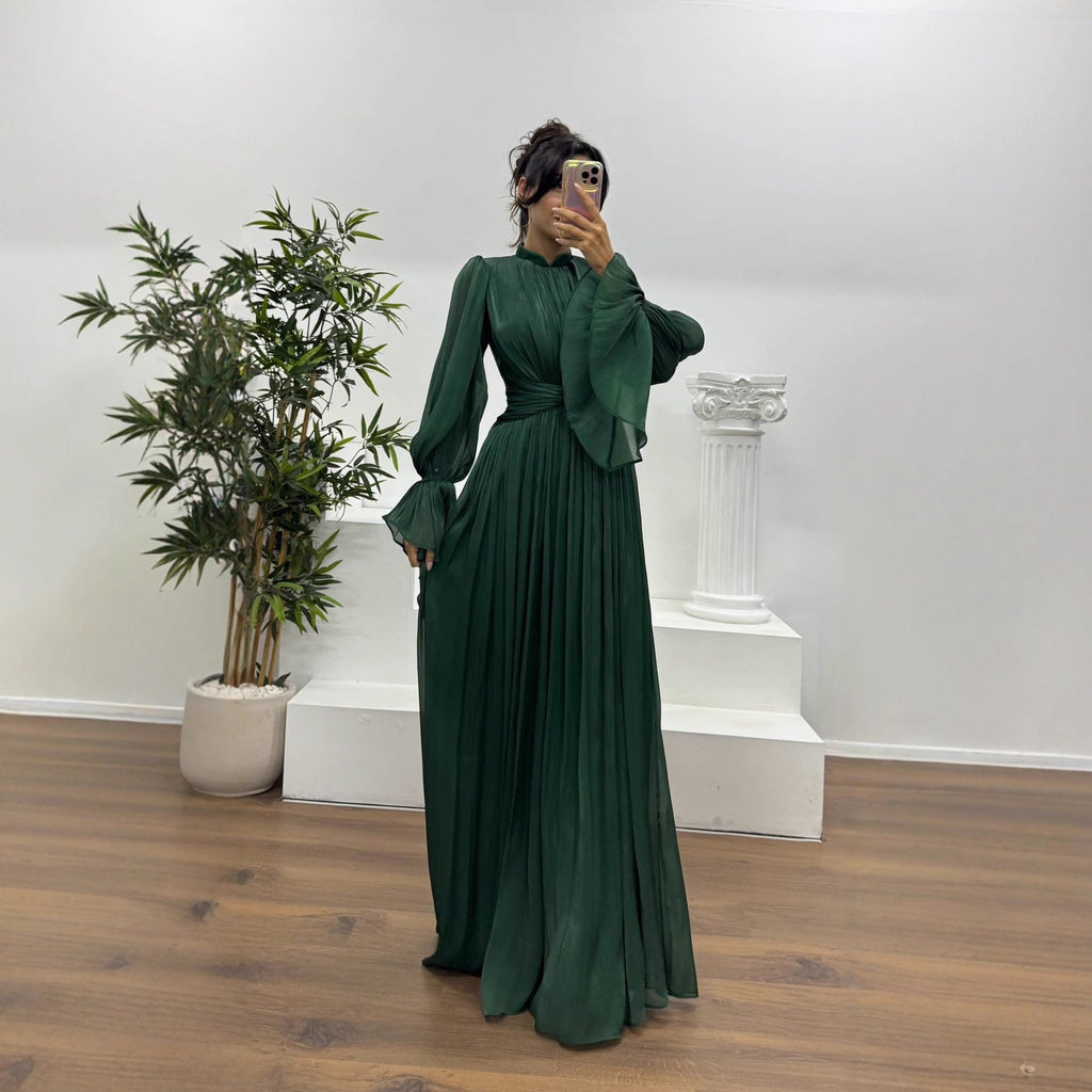 Millie | Sophisticated Pleated Autumn Wedding Guest Maxi Dress