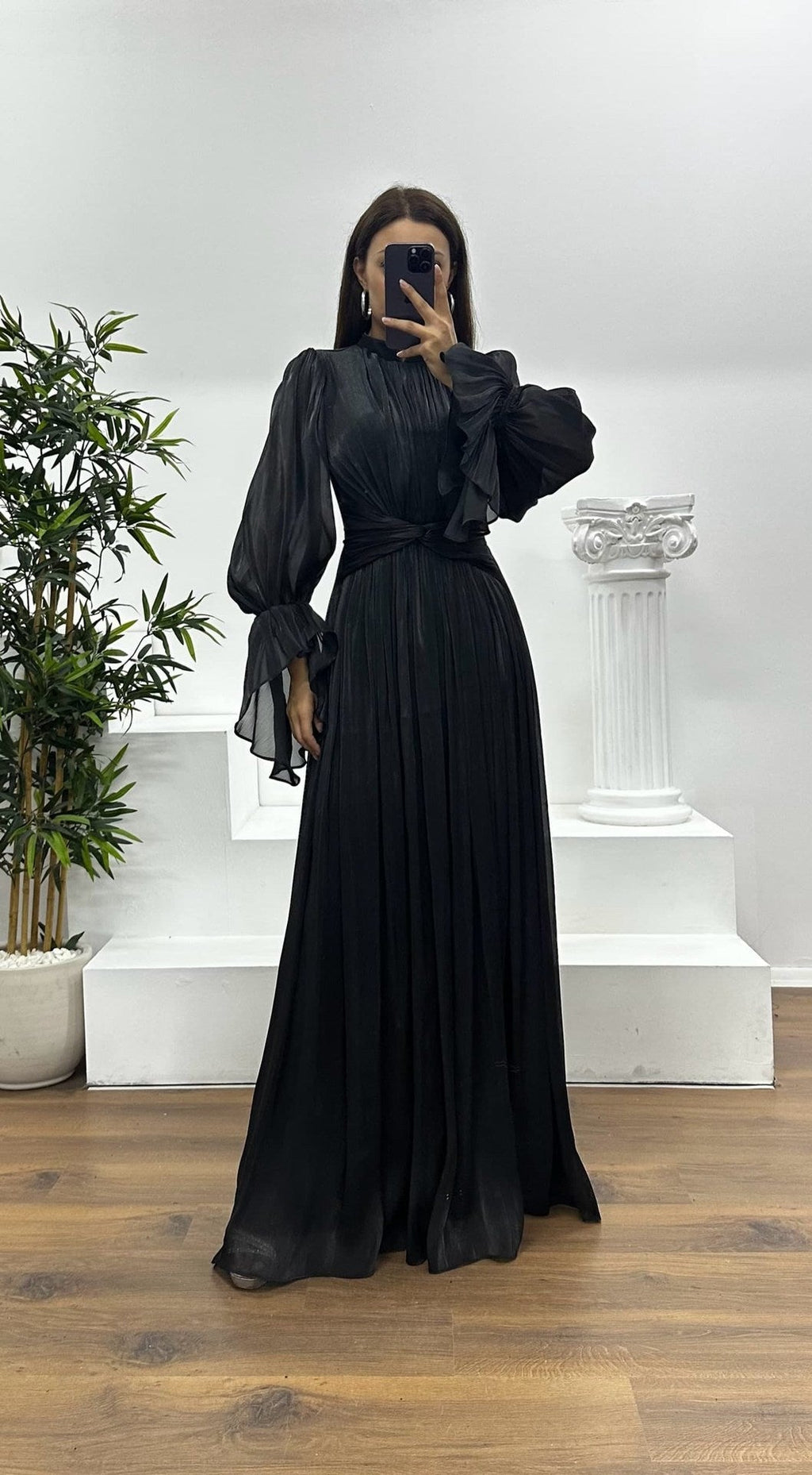 Millie | Sophisticated Pleated Autumn Wedding Guest Maxi Dress