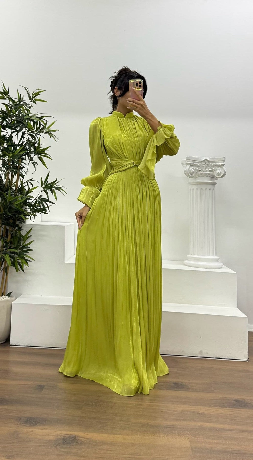 Millie | Sophisticated Pleated Autumn Wedding Guest Maxi Dress