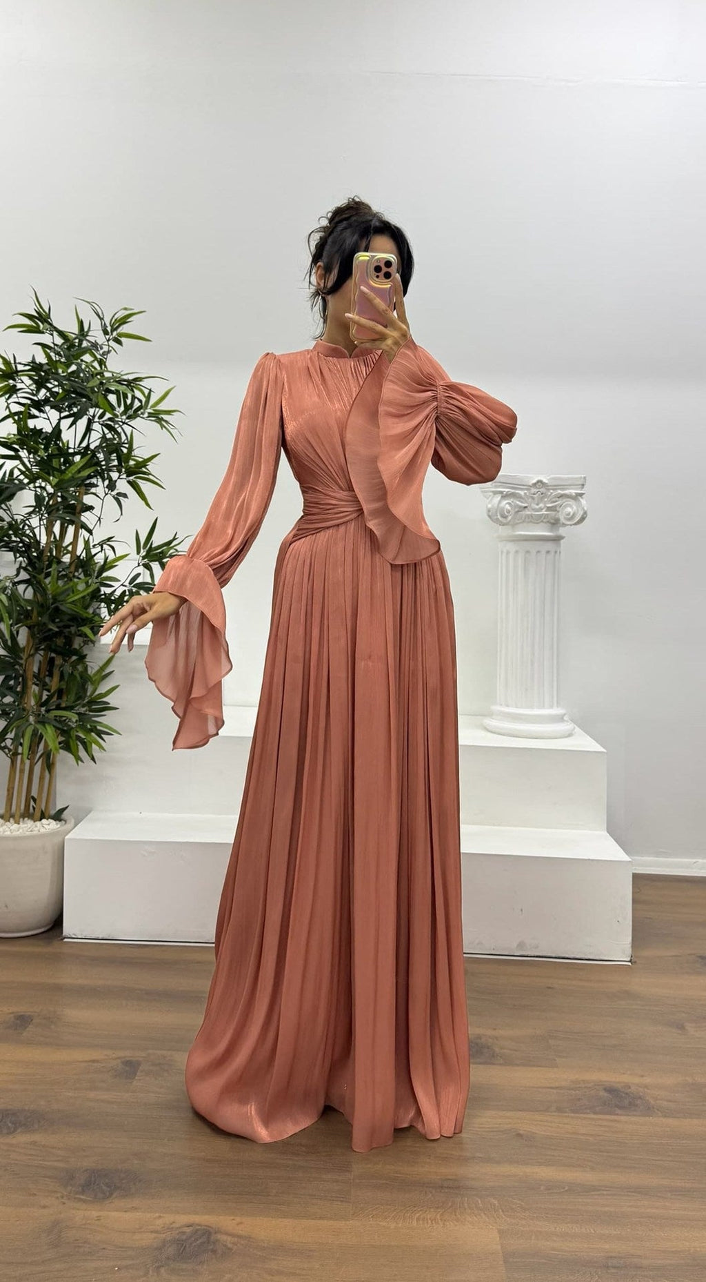 Millie | Sophisticated Pleated Autumn Wedding Guest Maxi Dress