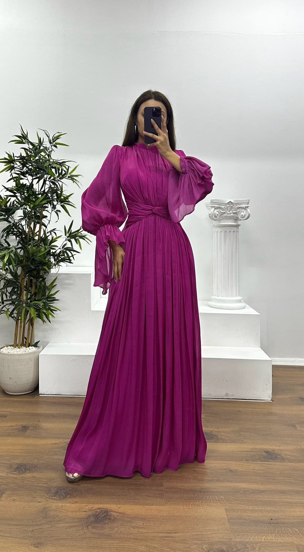 Millie | Sophisticated Pleated Autumn Wedding Guest Maxi Dress