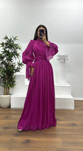 Millie | Sophisticated Pleated Autumn Wedding Guest Maxi Dress