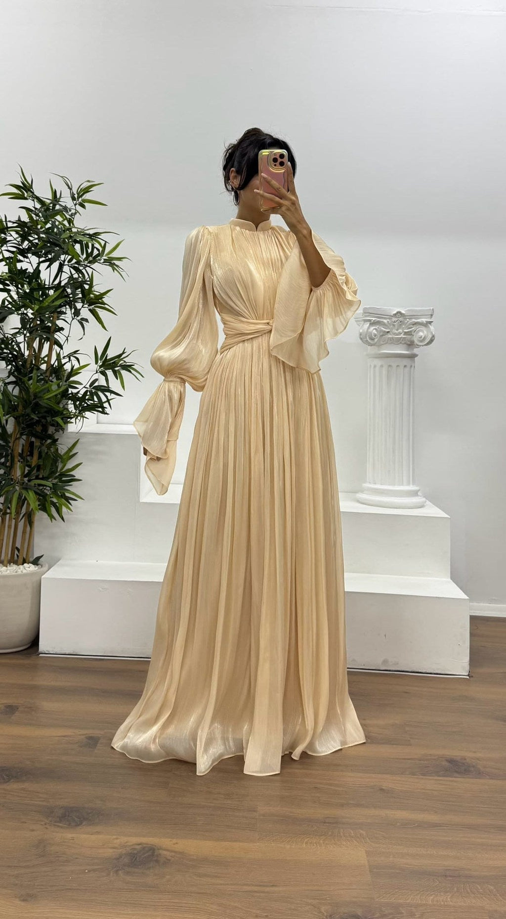 Millie | Sophisticated Pleated Autumn Wedding Guest Maxi Dress