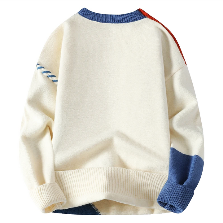 Milo | Patchwork Crew Neck Mens Knitted Jumper