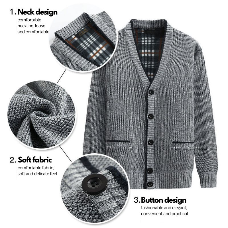Milo | V-Neck Button-Through Knitted Mens Cardigan