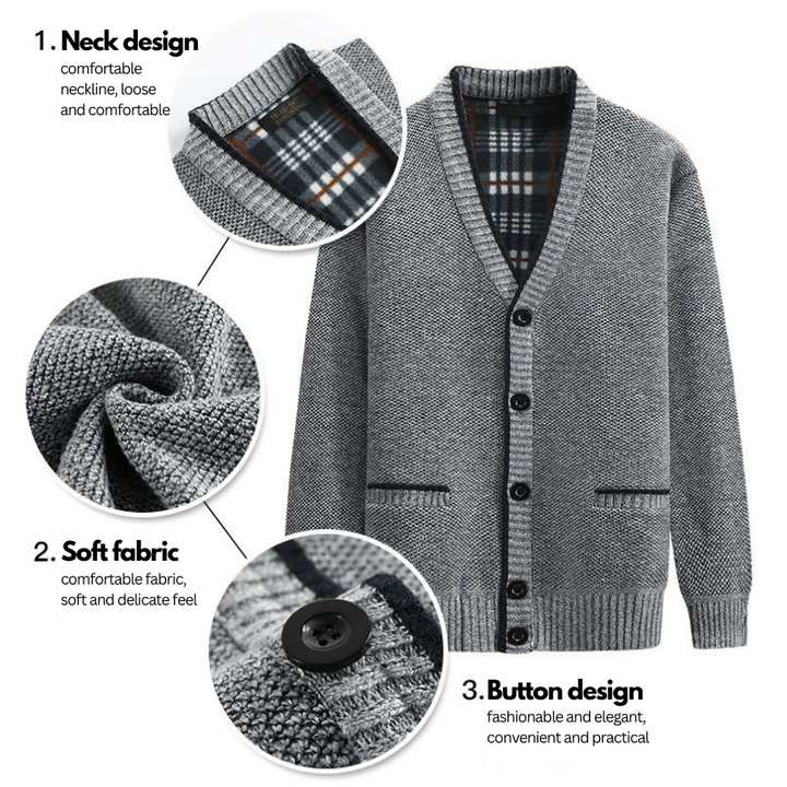Milo | V-Neck Button-Through Knitted Mens Cardigan