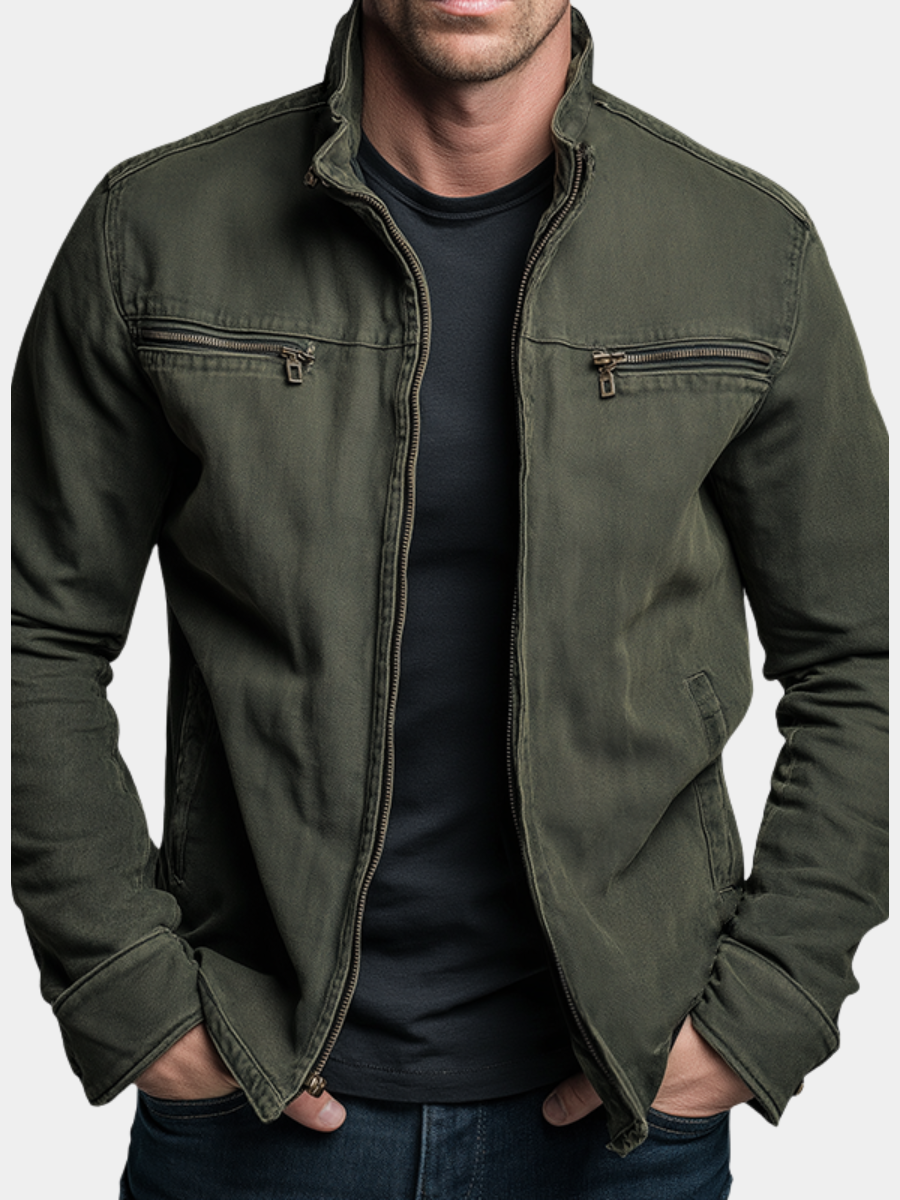 Musa | Relaxed Zip-Up Stand Collar Bomber Jacket