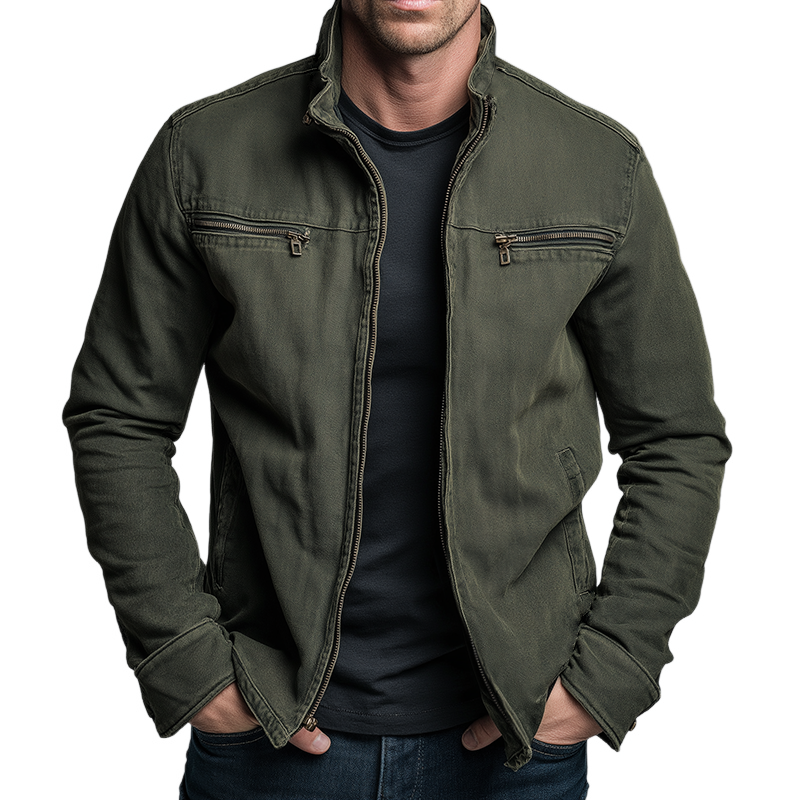 Musa | Relaxed Zip-Up Stand Collar Bomber Jacket
