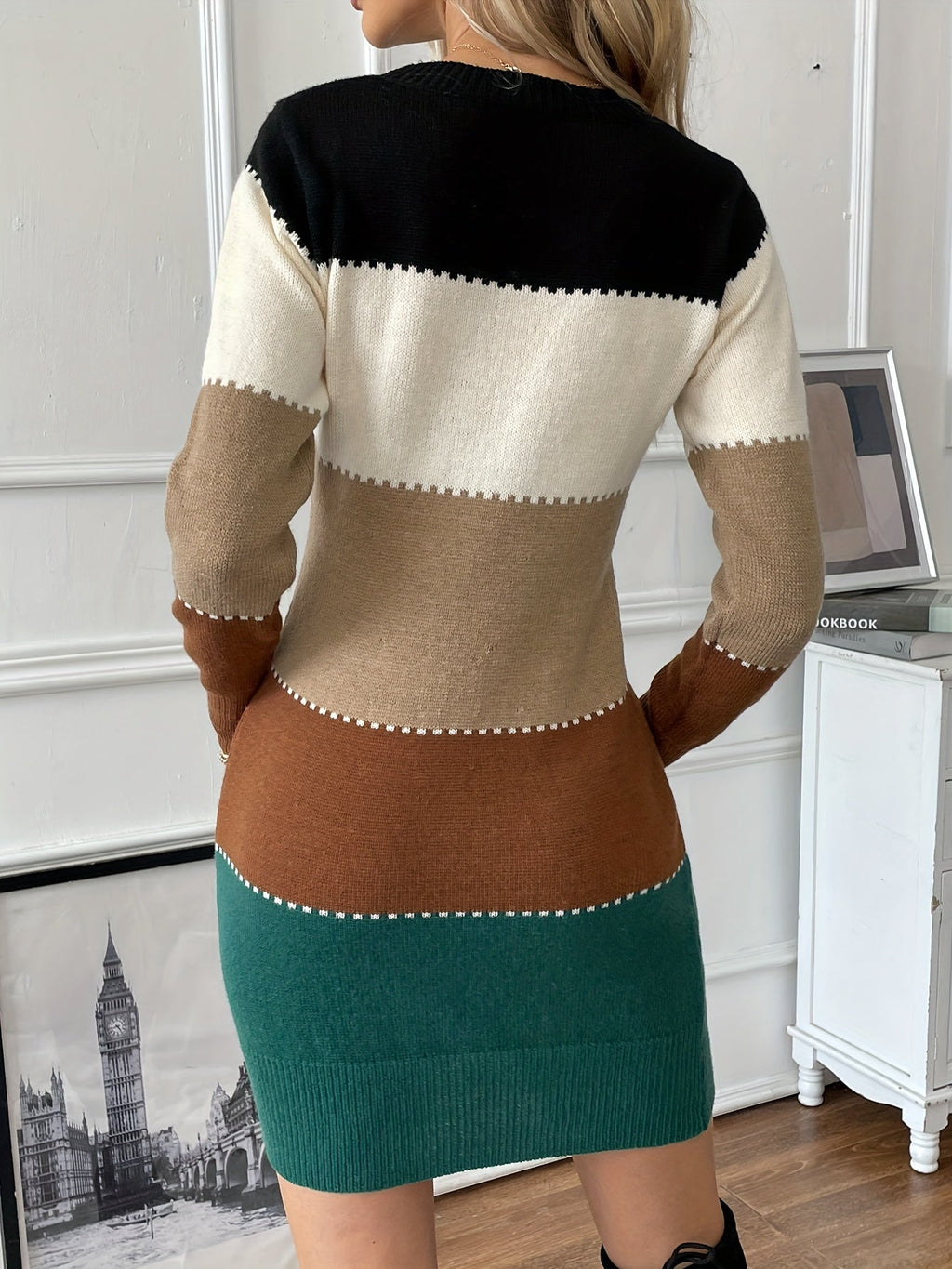 Myla | Classic Colour Block Knit Sweater Winter Dress