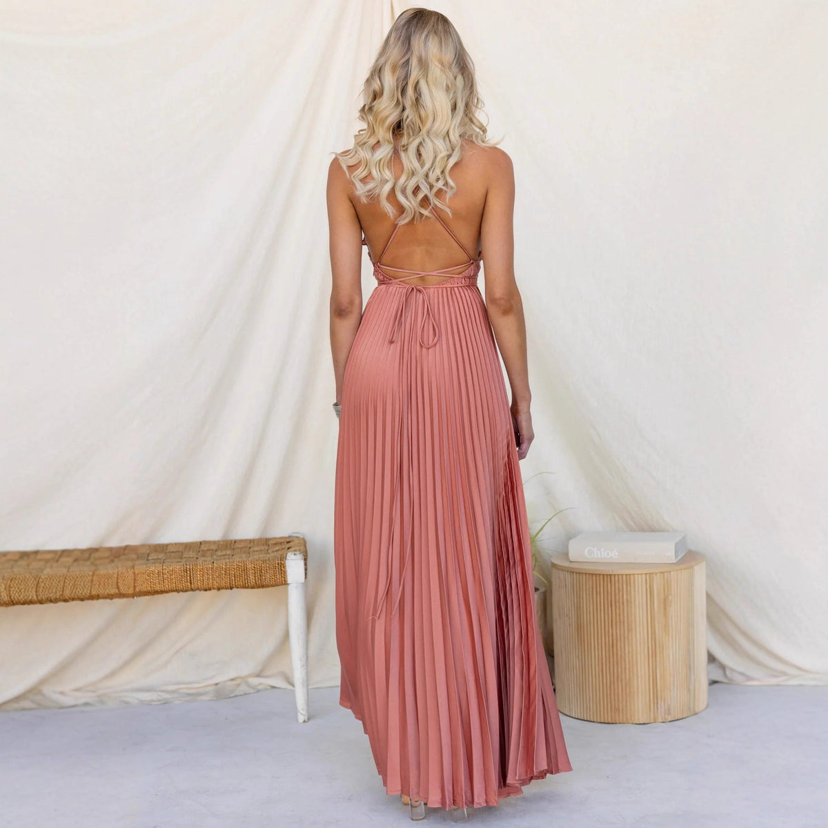 Myla | Classic Lace Pleated Autumn Wedding Guest Maxi Dress